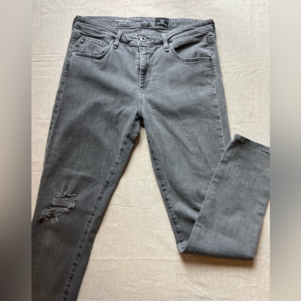 Adriano Goldschmied | The Prima Cigarette Ankle Jeans Dark Grey Distressed | 29R
